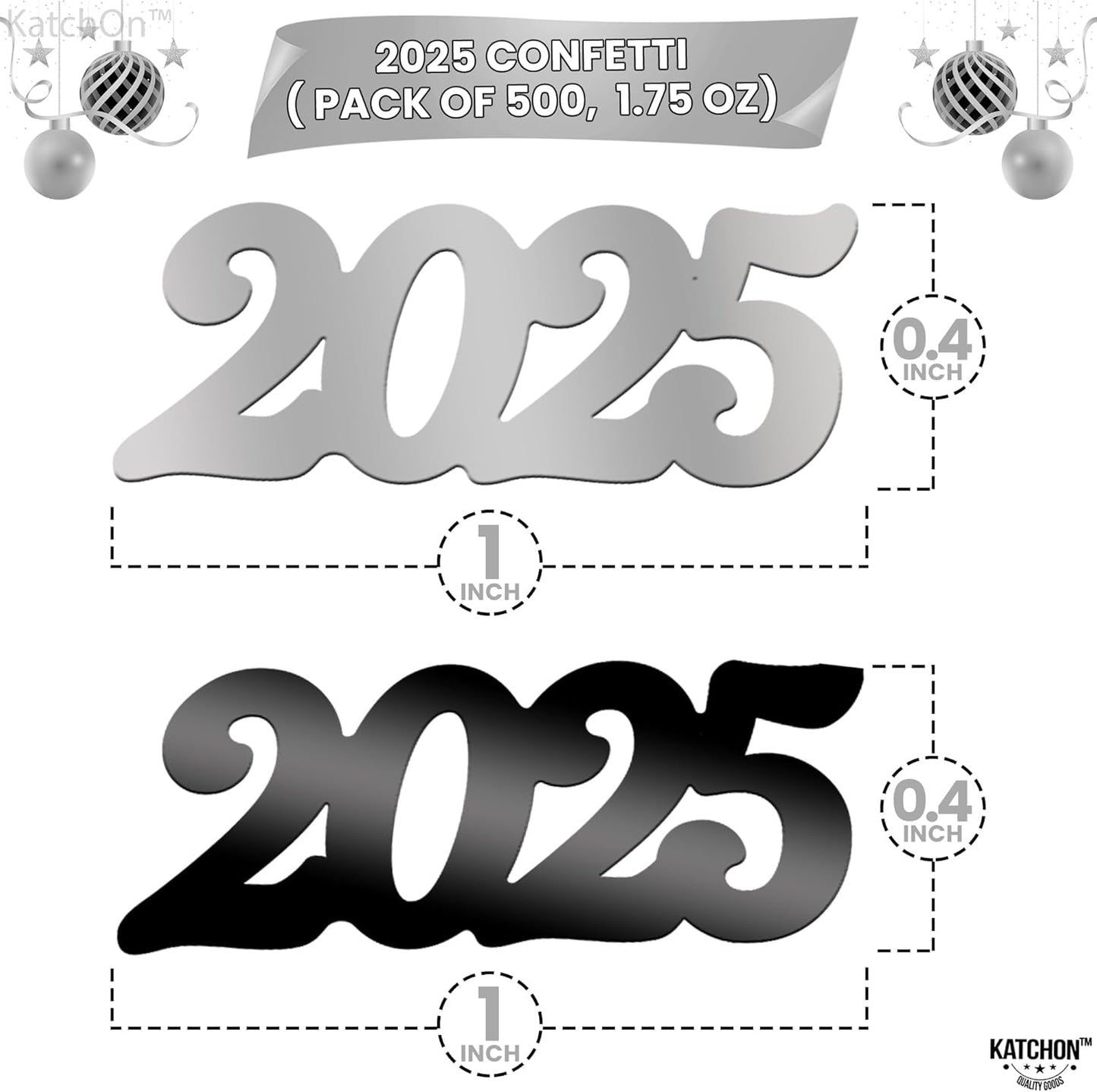 KatchOn, Black and Silver 2025 Confetti - Pack of 500 | Graduation Confetti 2025, Balck and Silver Grad Party Supplies 2025 | Graduation Decorations 2025, graduation Decorations