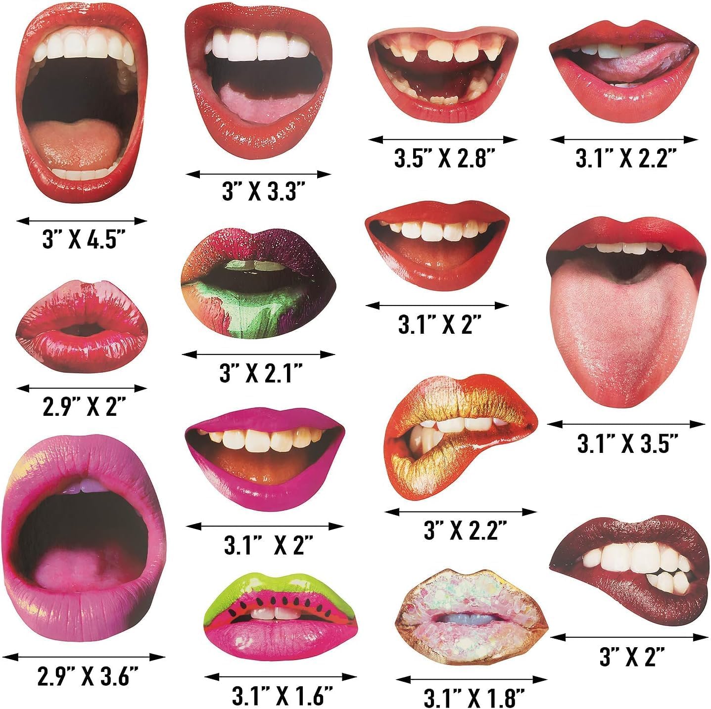 40pcs Party Photo Booth Props, Funny Lips Mouth Selfie Props Accessories with Stick for Halloween Birthday Wedding Graduation Supplies Decoration