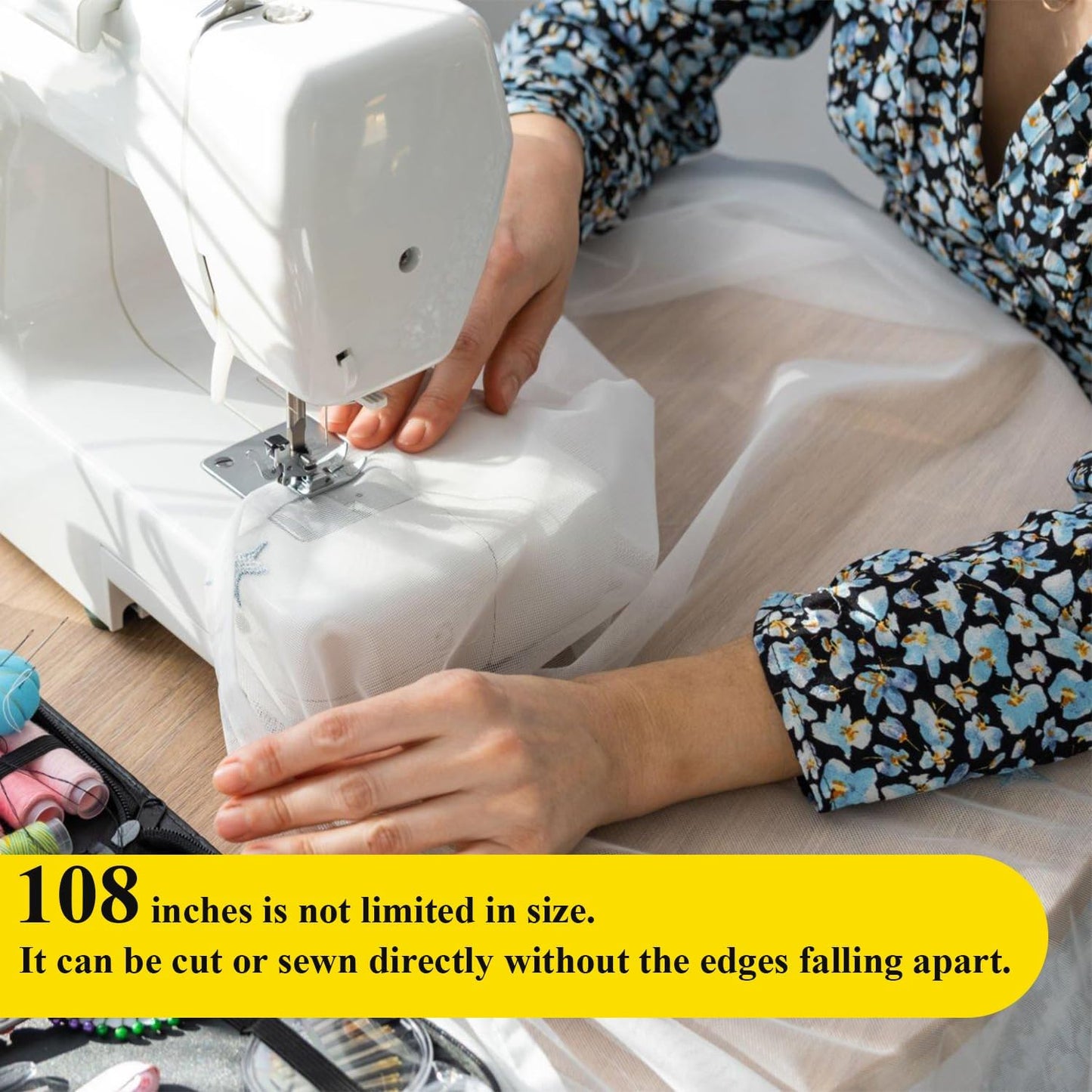 108" White Tulle Fabric Roll, Extra Large Matte Tulle Netting Bolt for Wedding Ceiling Drapes Arch Banquet Party Decorations Tutu Skirt Baby Shower DIY Crafts Gift Wrapping (10 Yards, White)