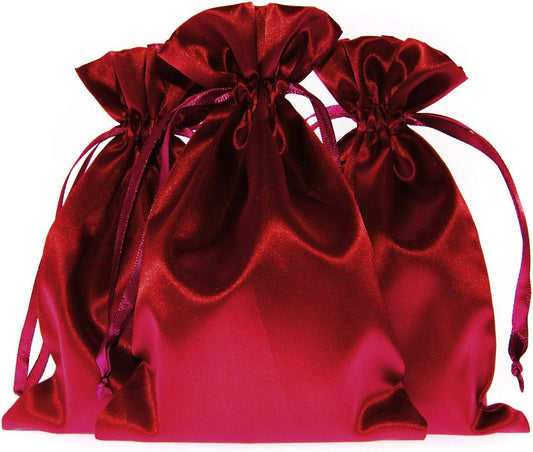 5" x 8" Wine Satin Gift Bags, Jewelry Bags, Wedding Favor Drawstring Bags Baby Shower Christmas Gift Bags 50 per Pack