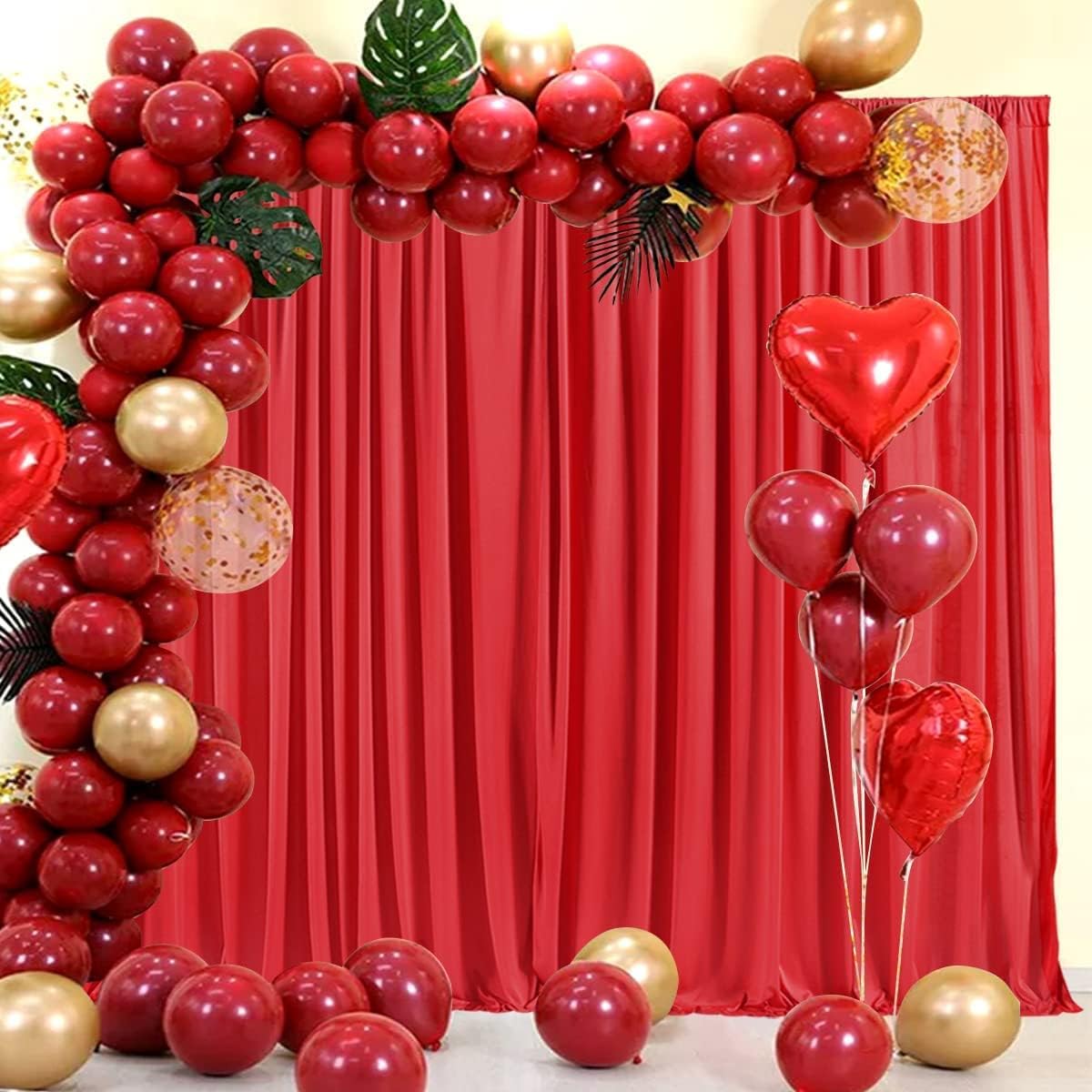 AK TRADING CO. 10 feet x 10 feet Polyester Backdrop Drapes Curtains Panels with Rod Pockets - Wedding Ceremony Party Home Window Decorations - RED (DRAPE-5x10-RED) (Pack of 24)