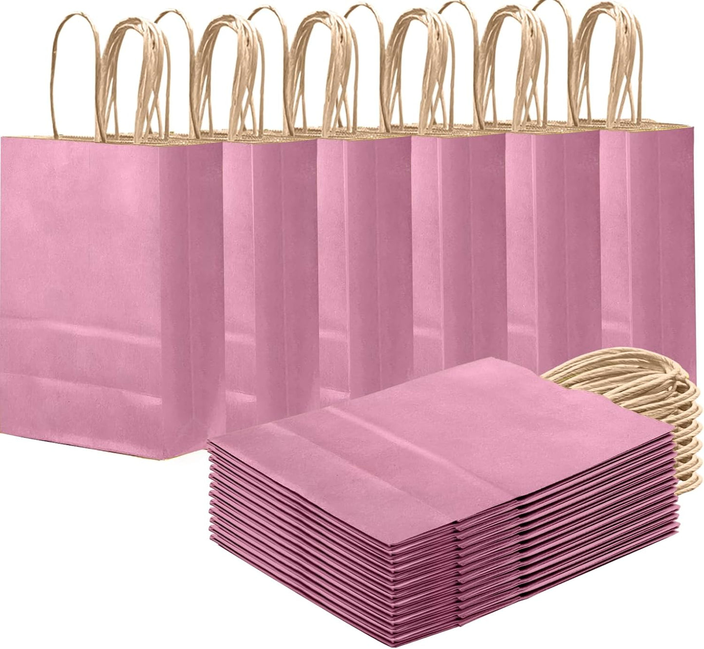 qiqee Purple Gift Bag with Handles Bulk 24Pcs Paper Bags -8.3"x6"x3. 15" Party Favor Bags - Solid Color