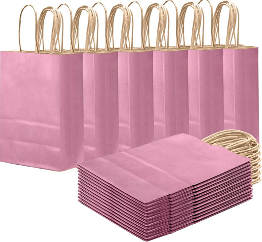 qiqee Purple Gift Bag with Handles Bulk 24Pcs Paper Bags -8.3"x6"x3. 15" Party Favor Bags - Solid Color