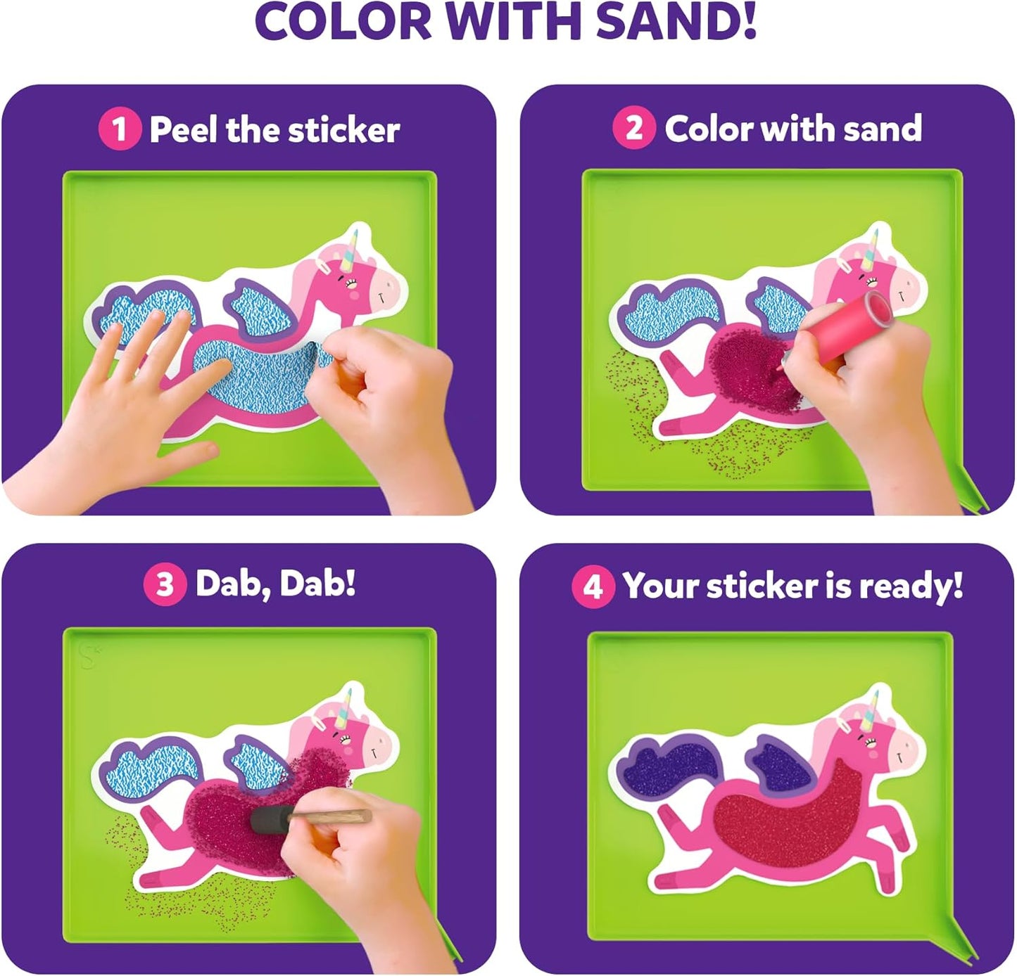 Skillmatics Sand Art Activity - Mess-Controlled DIY Unicorn & Princess Craft Kit with 50+ Colorful Stickers, Creative Arts & Crafts for Kids, Fun Hands-On Activity, Gifts for Ages 4, 5, 6, 7, 8, 9, 10