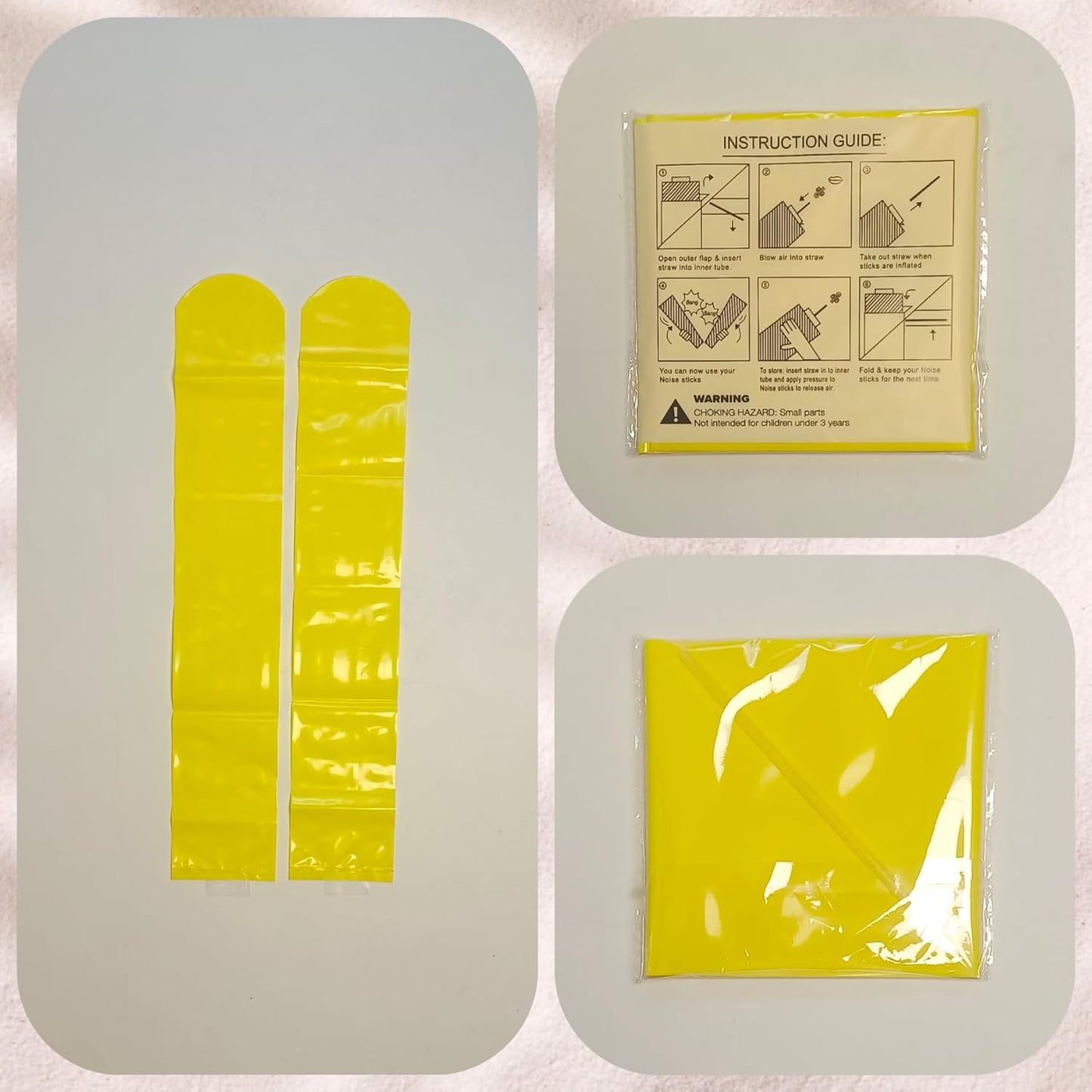 48pcs Round Head Boom Sticks Thunder Sticks Cheering Sticks Team Spirit Plastic Cheerleading Spirit Stick Clapper Inflatable Noise Maker Sports Supply (Yellow)