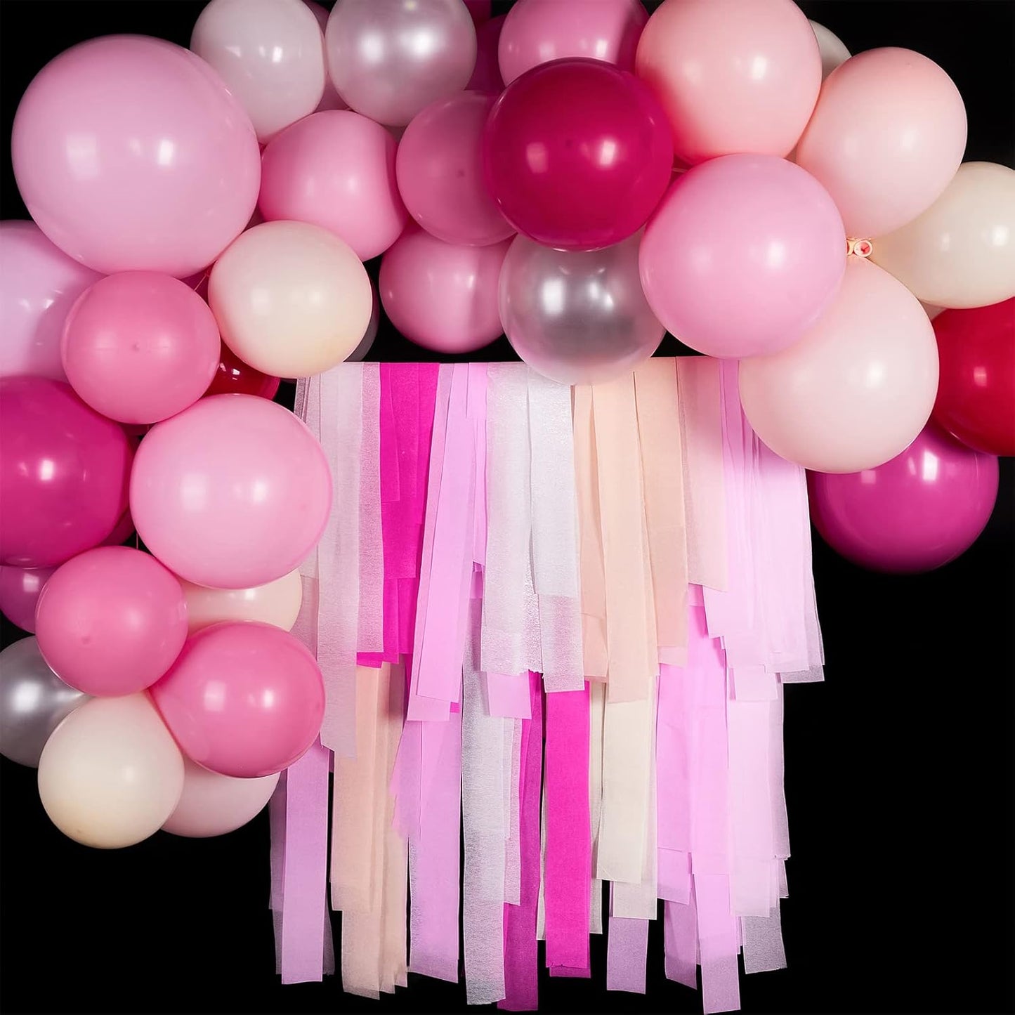 PartyWoo Pink Crepe Paper Streamers 4pcs 328ft Pack of Dark Hot Pink Magenta Fuchsia Crepe Paper Streamers for Birthday Gender Reveal Baby Shower Wedding Bachelorette Princess Party Decorations