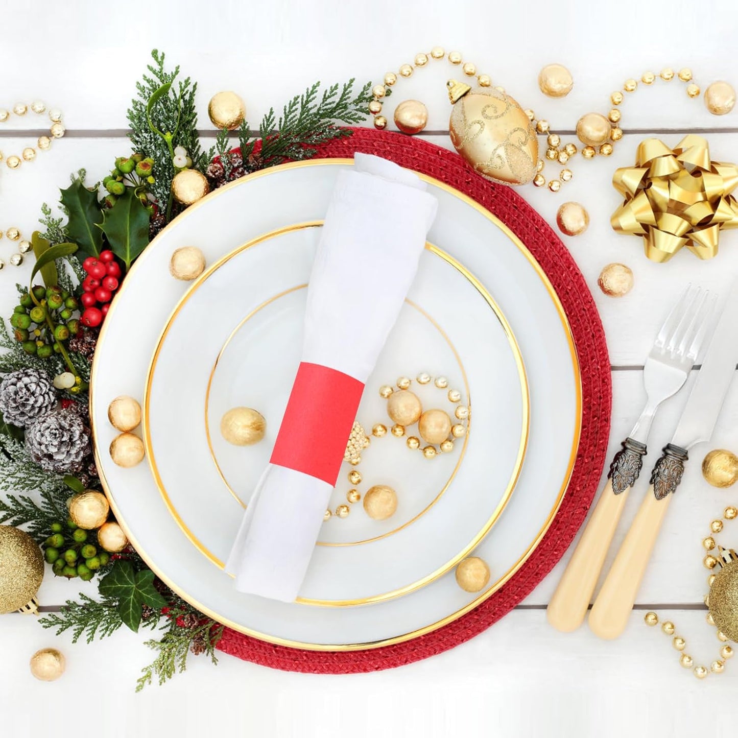 Paper Napkin Bands,Napkin Rings Self Adhesive,Silverware Wraps Bands(Red,2000 pcs)