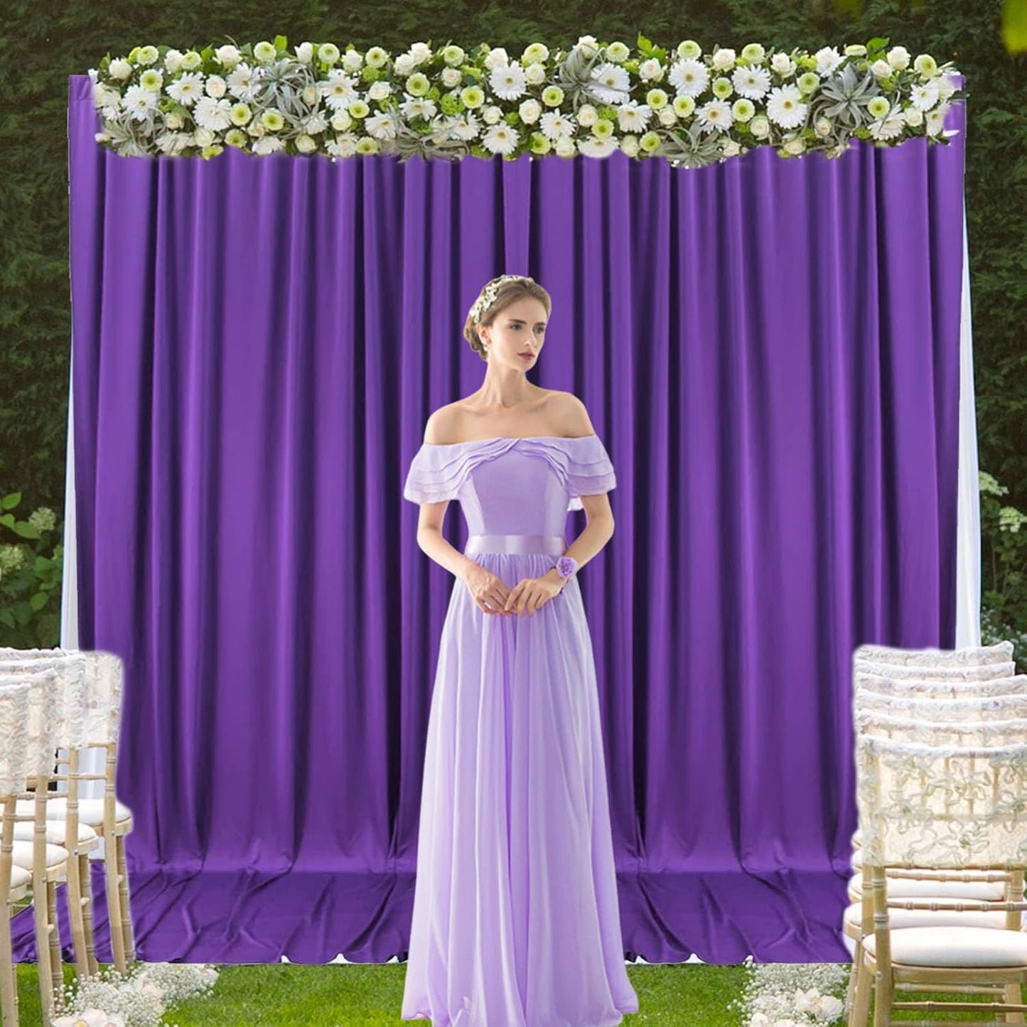 2 Panels Purple Backdrop Curtain, 10 x 7 Feet Background Curtains for Parties, Weddings, Baby Showers, Bachelorette Halloween, Christmas Birthday Party Photoshoot Backdrop Curtains Decorations