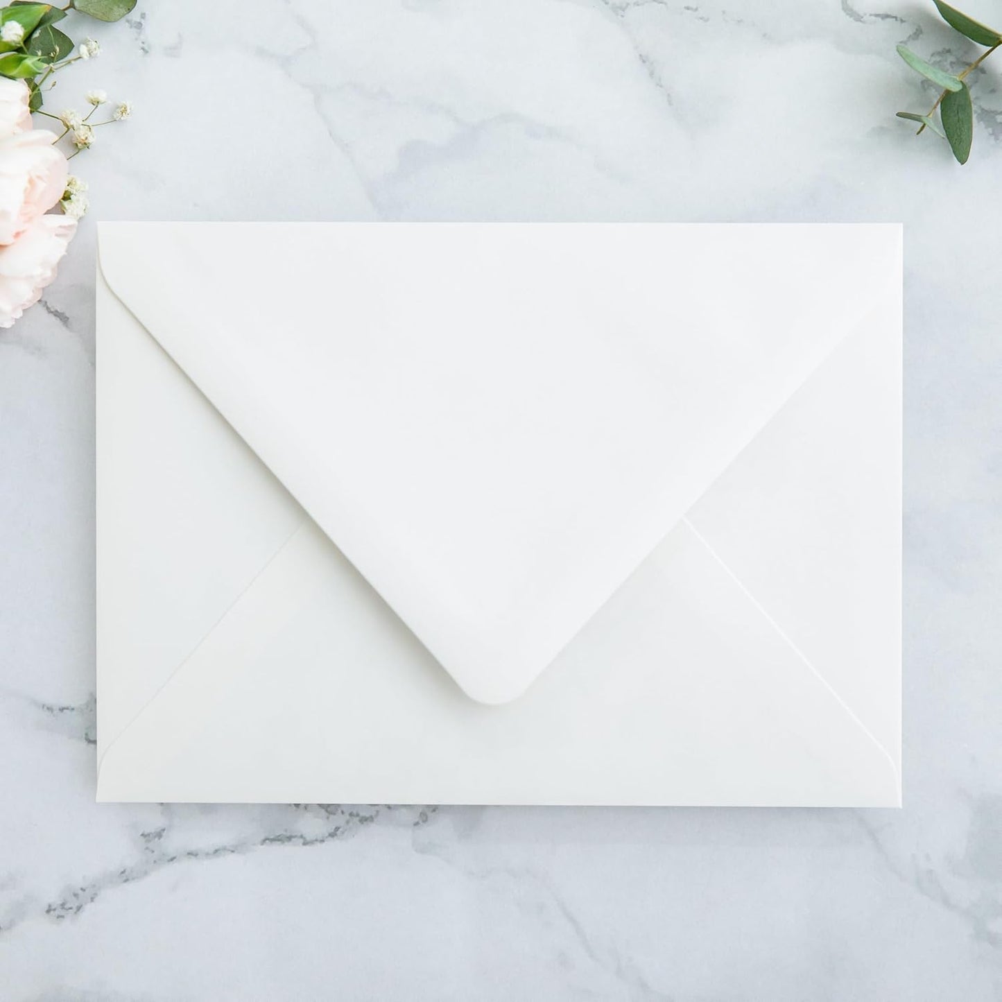 PONATIA 50PCS A7 Euro Flap Envelopes, 5.25 x 7.25'' Ivory Envelopes for Weddings Invitations, Photos, Postcards, Greeting Cards, Christmas Gift Cards, Acrylic Mailing (No Liner)