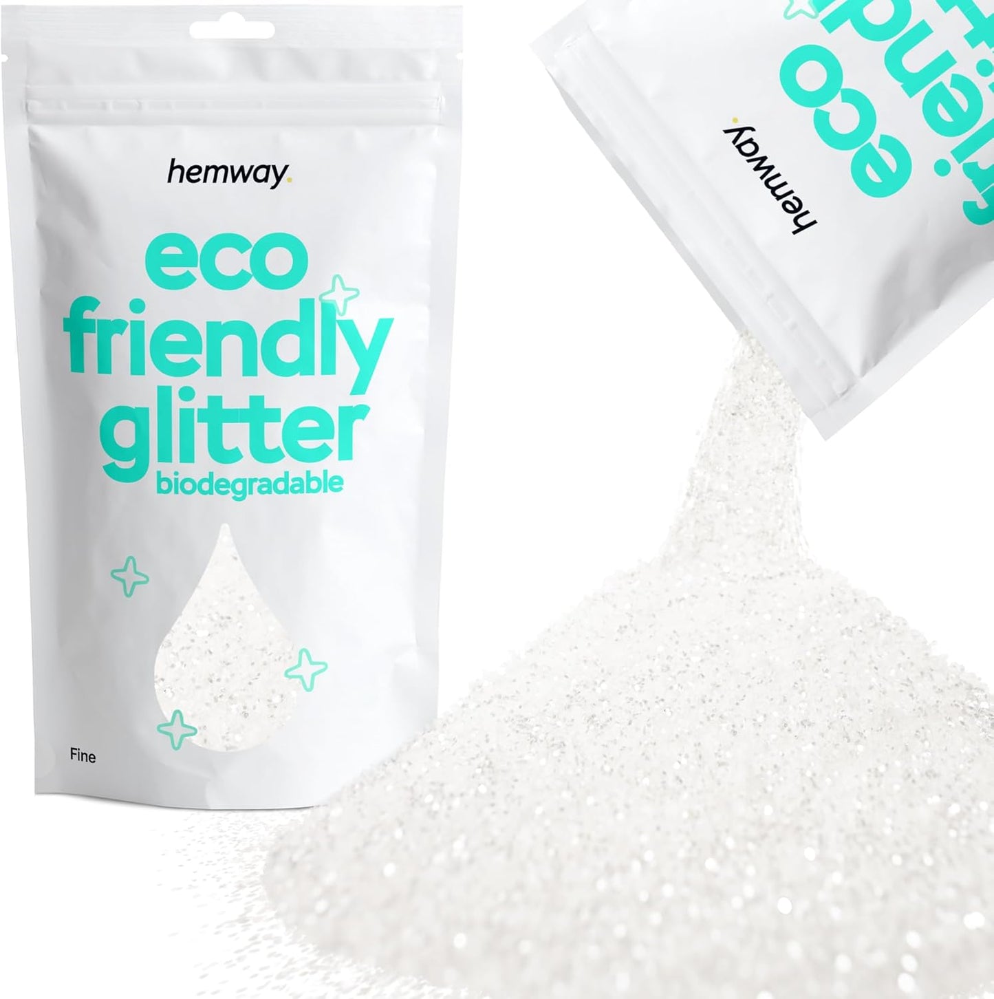 Hemway Biodegradable Glitter Eco Friendly - 100g/3.5oz Bio Cosmetic Safe Sparkle Vegan for Face Eyeshadow Body Hair Festival Makeup Craft - Fine (1/64" 0.015" 0.4mm) - White Iridescent