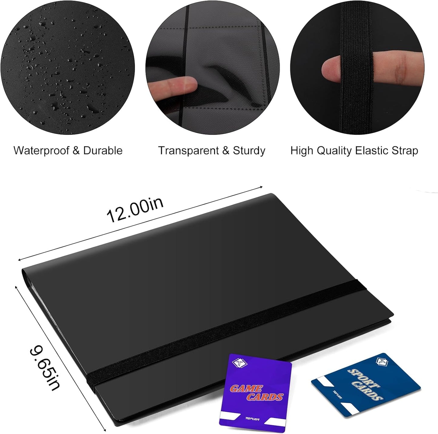 9 Pocket Trading Card Binder,360 Card Binder Album Folder Book Fit for MTG Baseball Football Sports Cards, Easy to Use Card Collection Binder