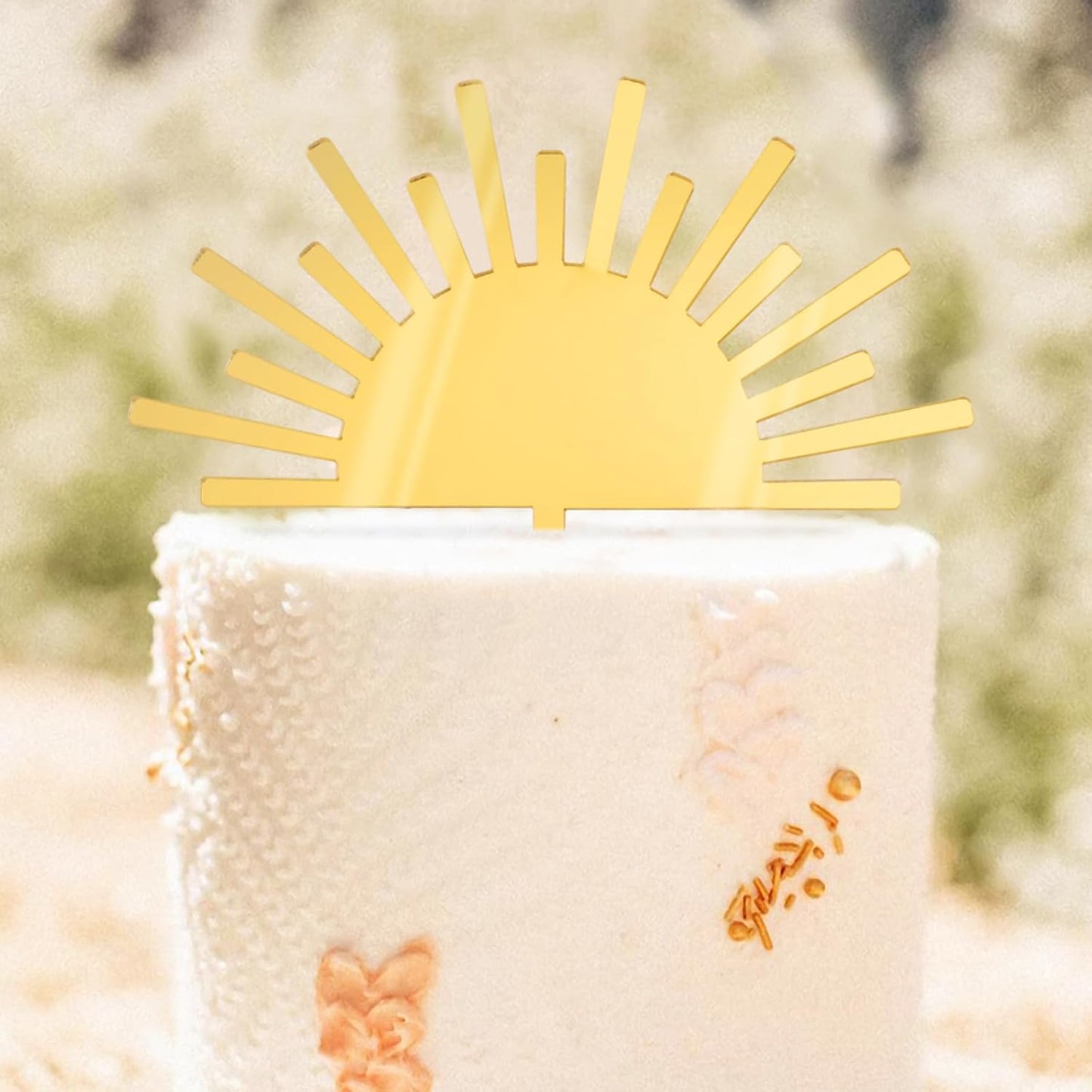 Huray Rayho Sun Acrylic Cake Topper Boho Theme Mirror Cake Topper for Photo Booth Props You Are My Sunshine Birthday Party Supplies First Trip Around the Sun Party Decoration