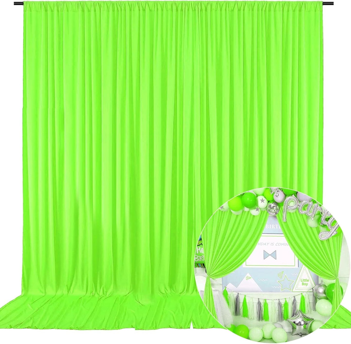 10 x 10 Feet Light Green Backdrop Curtain for Partie, Background Curtains for Photoshoot, Birthday, Wedding, Halloween, Thanksgiving, Christmas Day, New Year Party Decorations 5Ft x 10Ft, 2 Panels