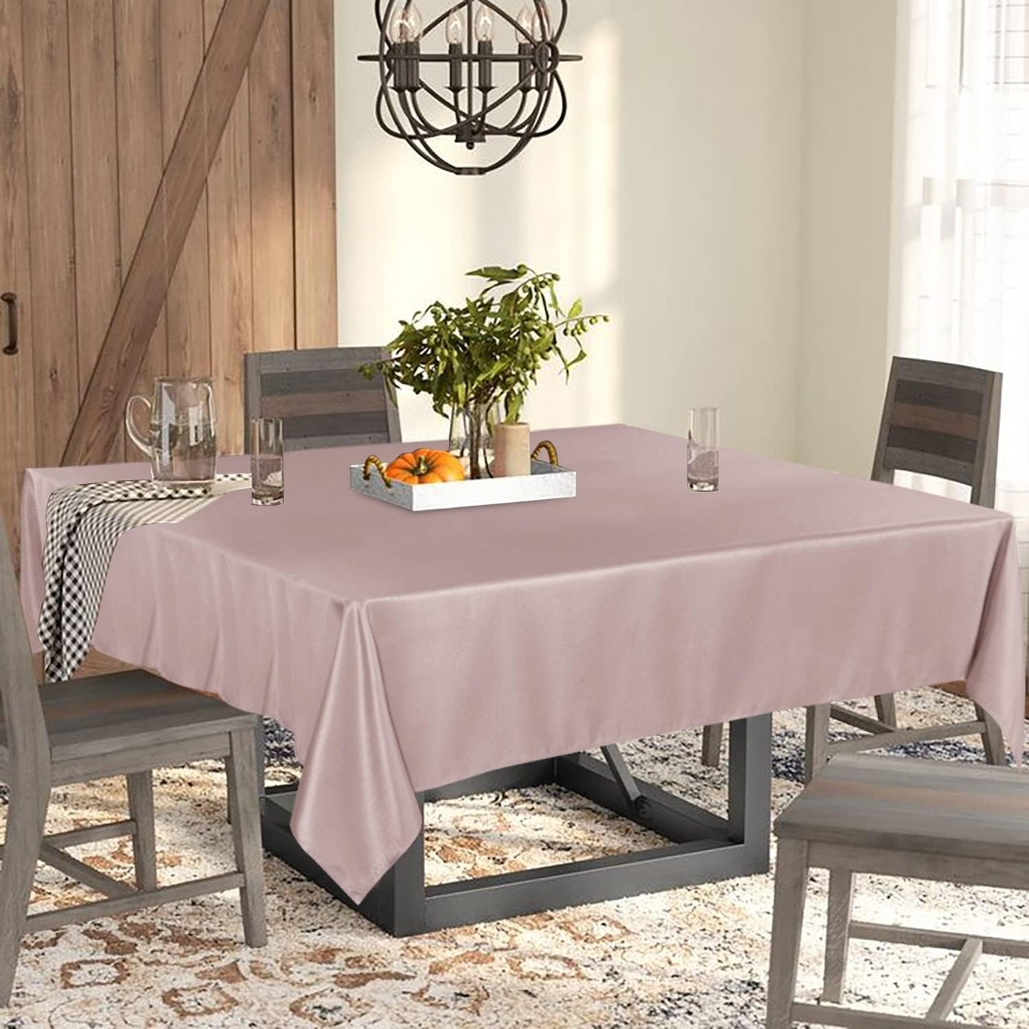 Fitable Square Tablecloth 54x54 inch Tablecloth Stain and Wrinkle Resistant Washable Polyester Table Cloth for Buffet Parties and Camping, Blush