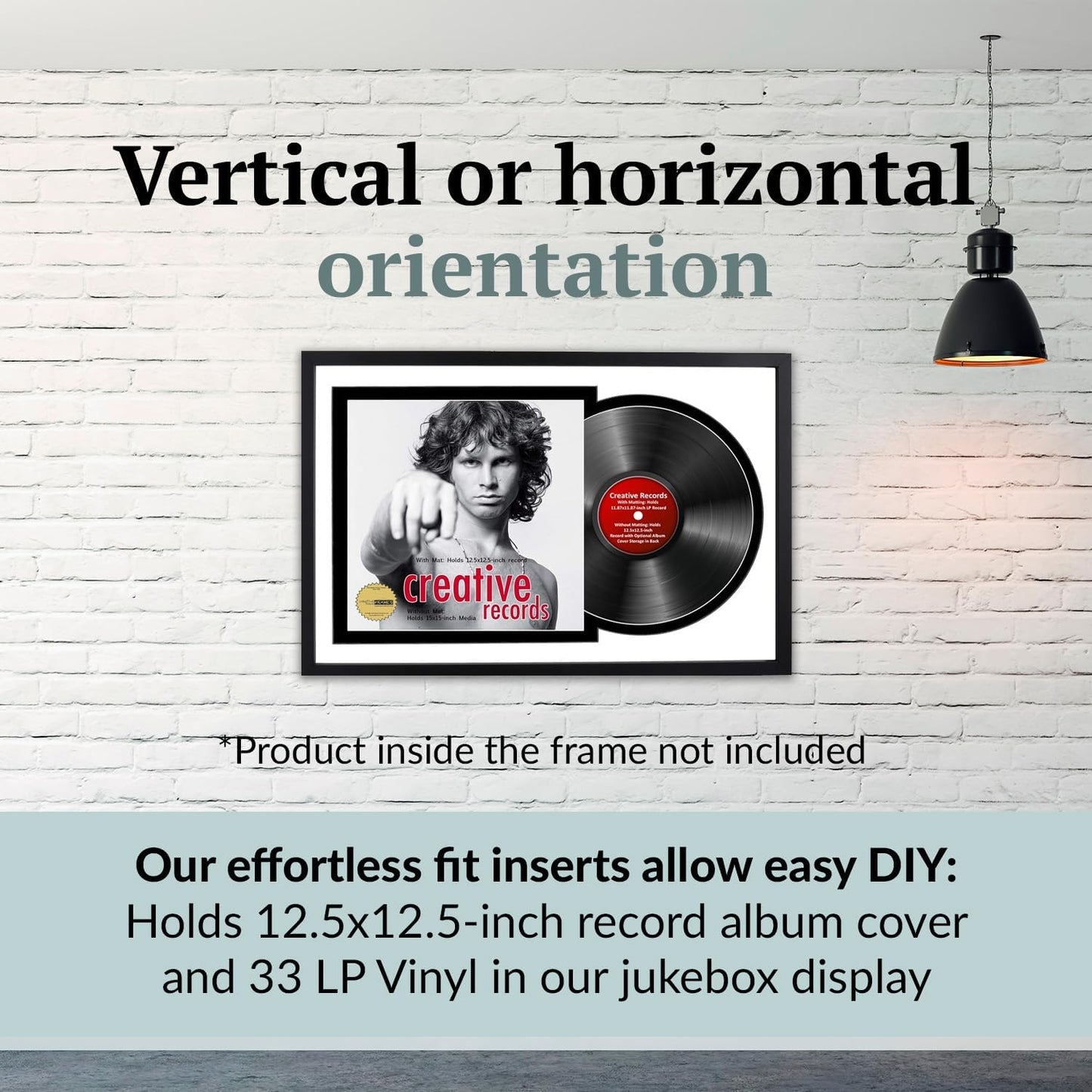 Creative Picture Frames 16" x 24" Jukebox Vinyl Frame Display with Double Double White-Black Matting, LP Record Album Frame for Wall Decor, White/Black, 1 Count