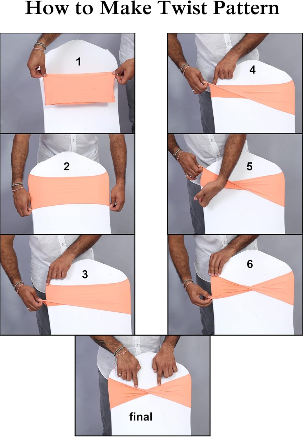 VDS Pack of 300 PCS | Terracotta | Spandex Chair Sashes Bows Without Buckle | Stretch Elastic Banquet Universal Folding Chair Band Tie with for Wedding Party Conference Celebration Event Decoration