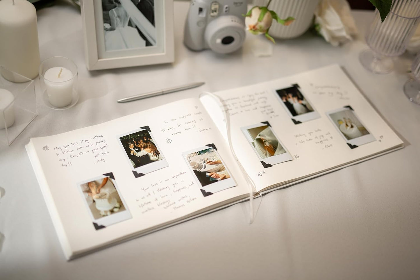 Personalized Guest Book - 11.5" x 8.5" Custom Bride & Groom Names with Bookmark and Hard Cover 140 GSM Blank Pages, for Weddings Guest Book, Engagements, Birthdays, Special Events, Navy