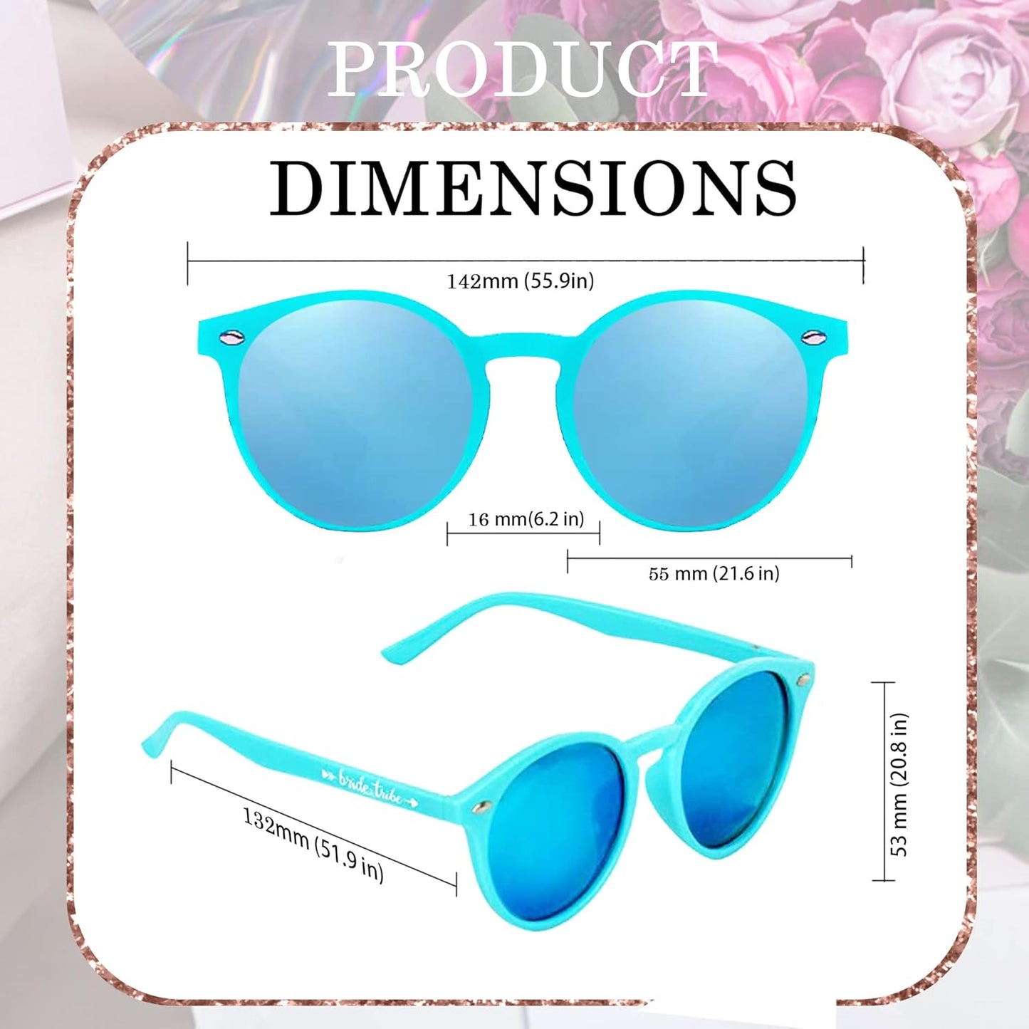 LADY&HOME Bachelorette Party Cat Eye Sunglasses - Bridesmaid & Bridal Shower Supplies, 10pcs Round Weddings Sunglasses