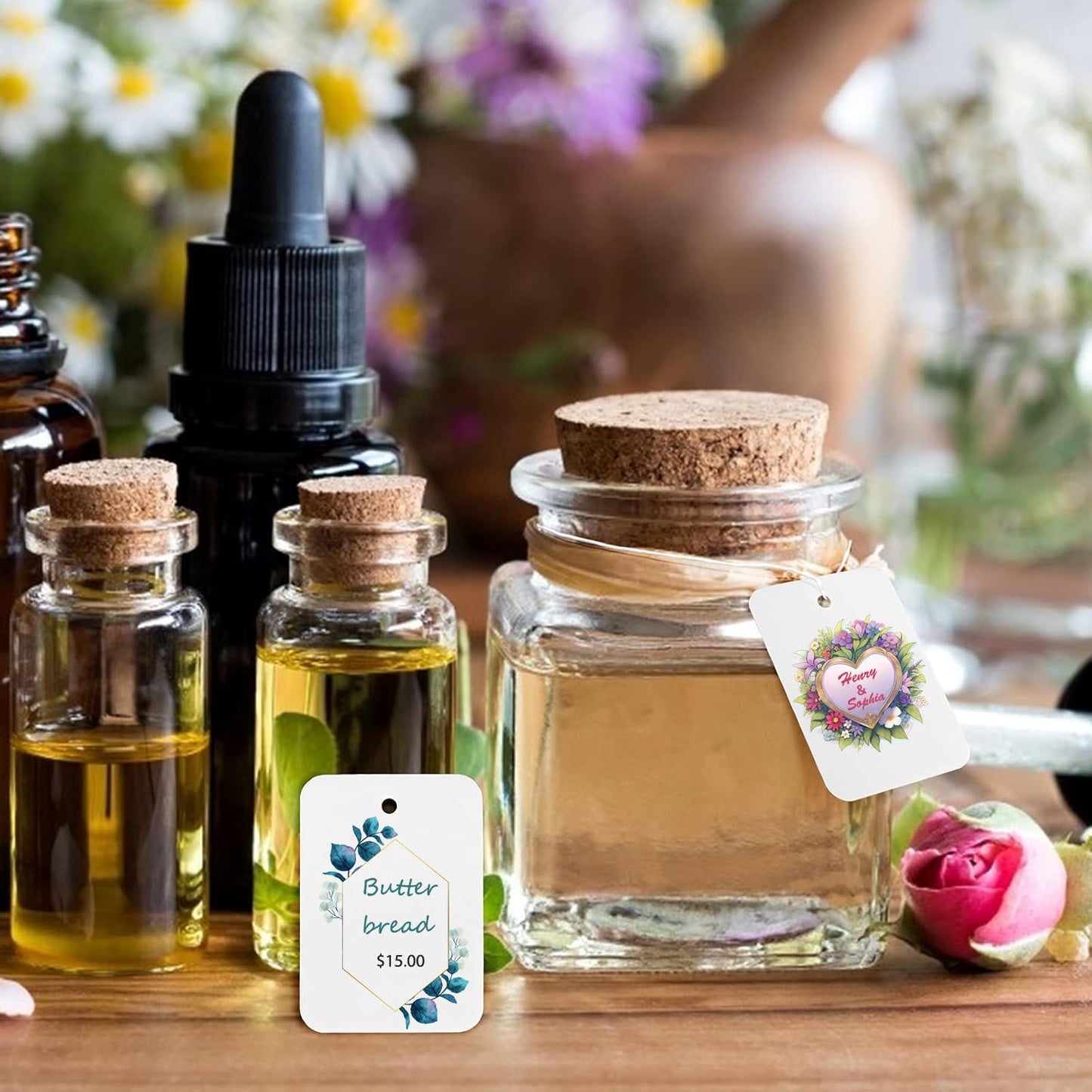 Custom Gift Tag, Personalized Favor Label, Kraft Wrapping Decoration, Wedding Supplies Birthday Party Craft, Thick Paper Hang Card with String (Rectangle Shape 2)