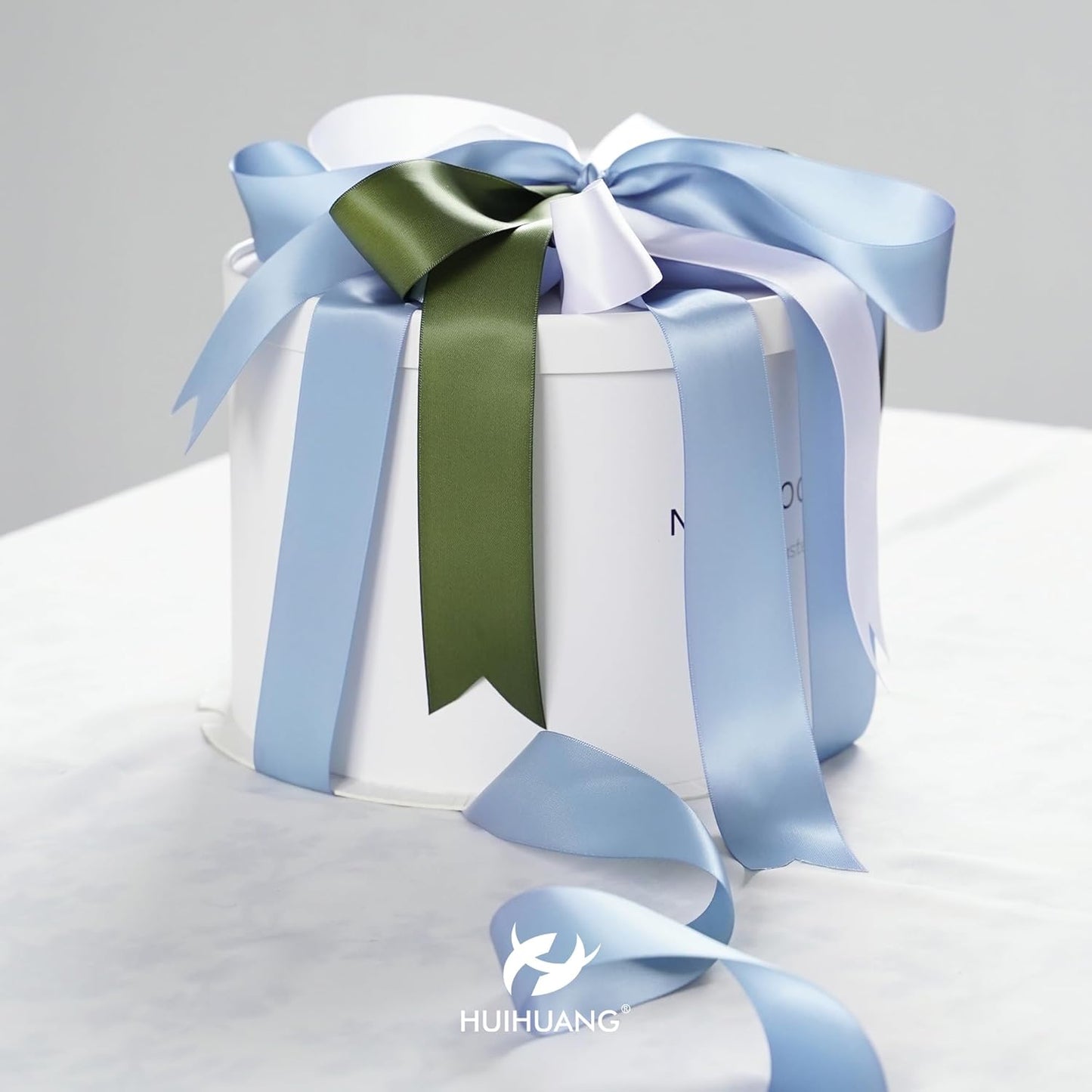 HUIHUANG Dusty Blue Ribbon 1-1/2 inch Double Face Satin Ribbon Silk Ribbons 50 Yards Roll for Gift Wrapping Bows Making Floral Bouquet Wedding Invitations Decor Party Favor and Craft Supplies