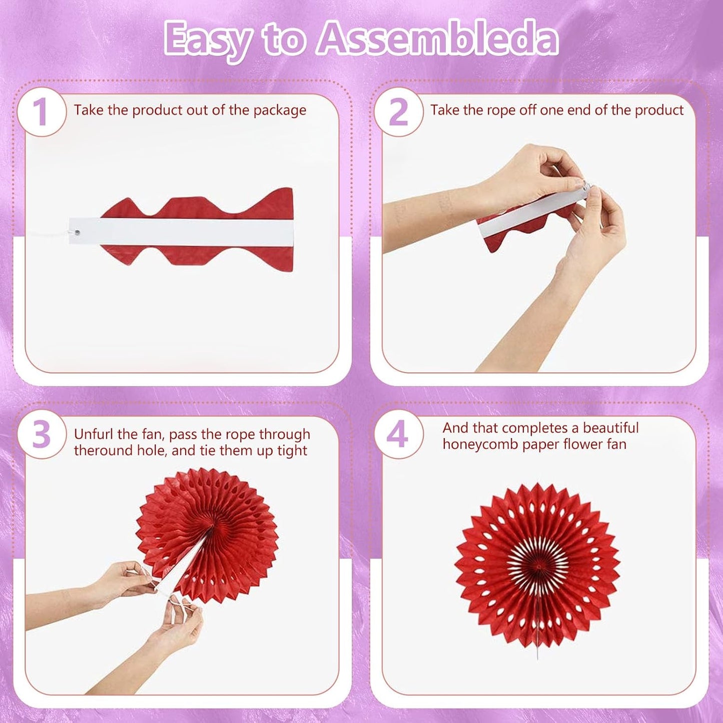 20 Pcs Light Purple Hanging Paper Fan, Hanging Honeycomb Round Paper Fans for Weddings, Birthdays, Christmas, Baby Showers, Classroom, Events Ceiling Party Supplies Decorations