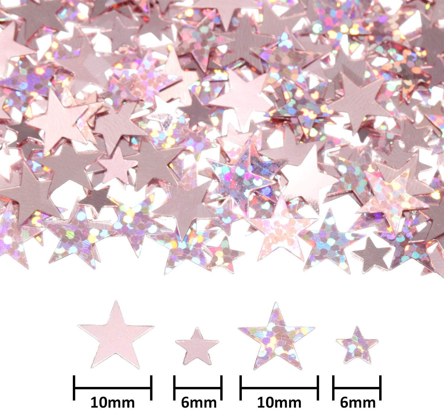 Hestya 60g Star Confetti Glitter Table Confetti Metallic Foil Stars for Party Wedding Festival Decorations(Glitter Rose Gold Set,10mm and 6mm)