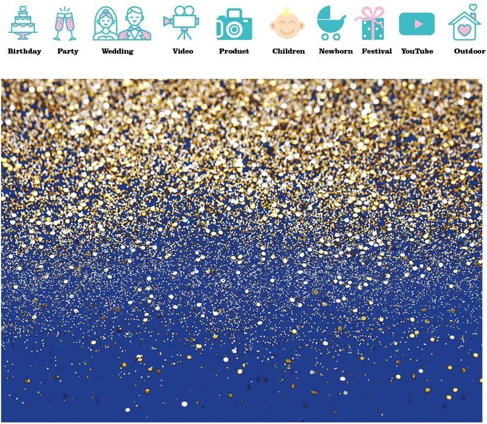 SJOLOON Blue Glitter Backdrop Royal Photo Backdrop for Birthday Party Decoration Graduation Studio Props 12558 (10x8FT)