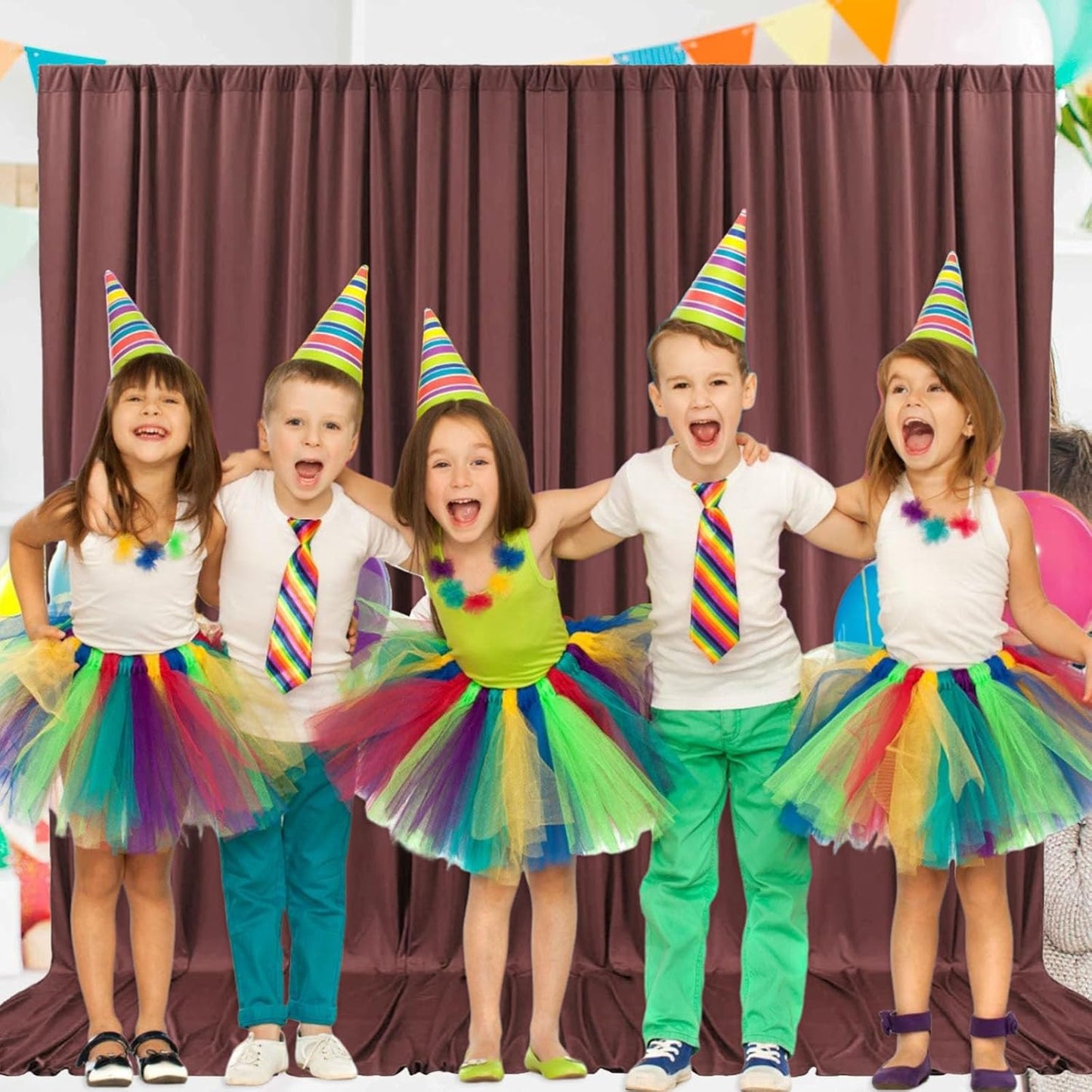 2 Panels Red Brown Backdrop Curtain, 10 x 7 Feet Background Curtains for Parties, Weddings, Baby Showers, Bachelorette Halloween, Christmas Birthday Party Photoshoot Backdrop Curtains Decorations