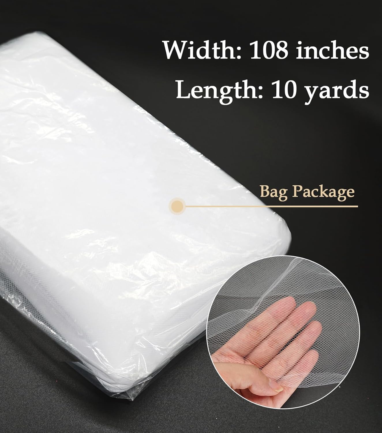 White Tulle Fabric 108" x 10 Yards (30FT) Tulle Bolt for Wedding Decoration DIY Tutu Party Backdrop Baby Shower Table Skirts Christmas Gift Wrapping
