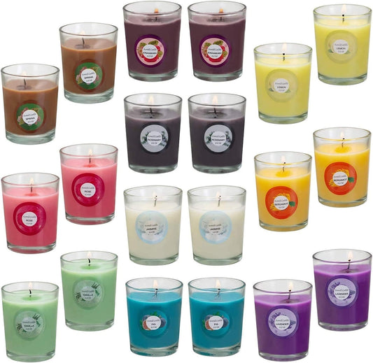 Scented Candles, Jasmine, Rose, Vanilla, Bergamot, fig, Lavender, Lemon, Spring,Strawberry, Rosemary, Aromatherapy Candles,Soy Wax Glass Jar Candle - 20 Pack