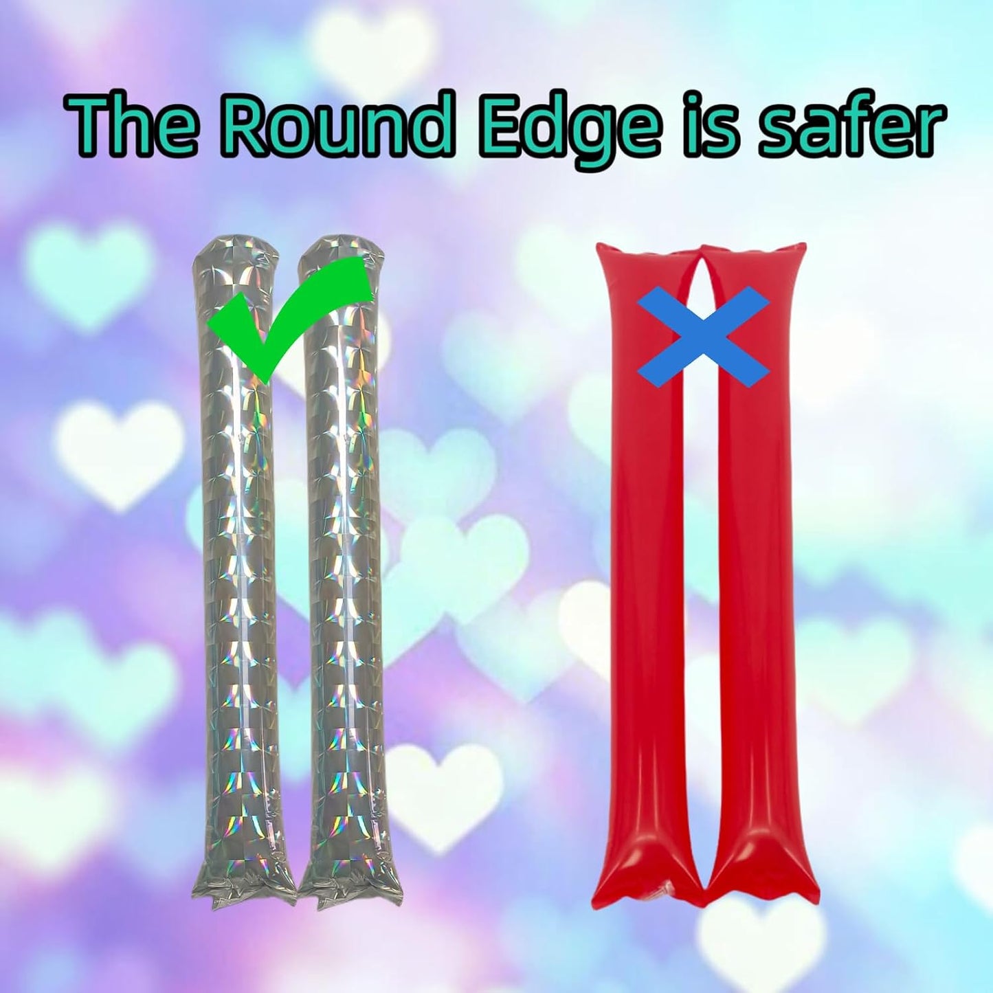 48pcs Round Head Boom Sticks Thunder Sticks Cheering Sticks Team Spirit Plastic Cheerleading Spirit Stick Clapper Inflatable Noise Maker Sports Supply (Glitter Color)