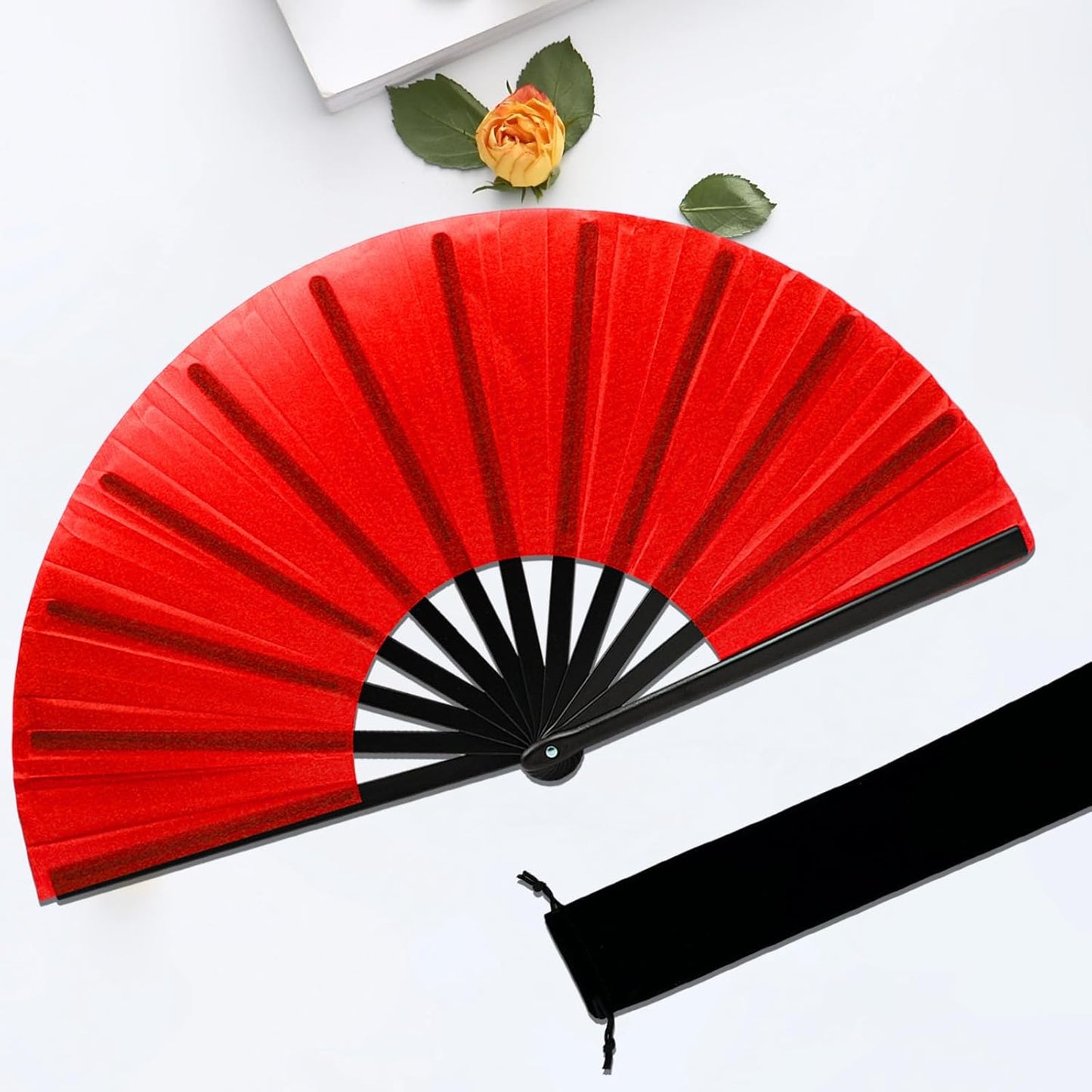 13inch Large Rave Fan Popping Clacking Fans for Line Dancing,Hand Fans for Women Foldable,Boots on The Ground Fan,Portable for Outdoor,Wedding,Party,Decoration (4pcs red)