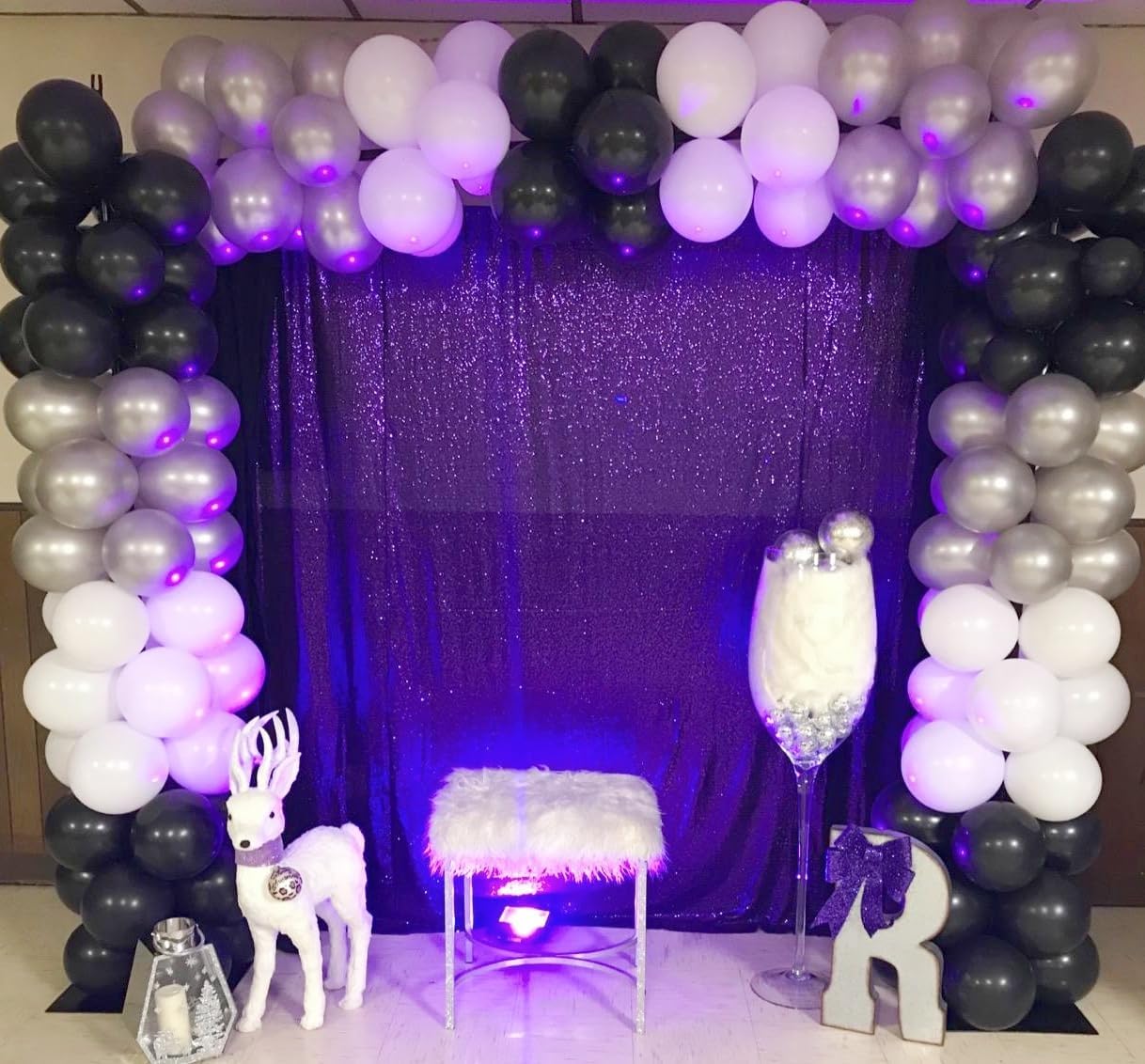 ShinyBeauty Sequin Backdrop 10FTx10FT Purple Backdrop Background Glitter Drapery for Birthday Parties Sparkly Photography Backdrops Purple Curtain Drape