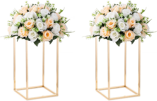 Gold Flower Stand for Table: 15.7” Tall Centerpiece Stand for Wedding Table Reception Floral Center Pieces with Home Decoration Party Event 2 PCS
