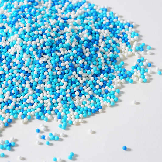 Blue Edible Pearl Sprinkles 2mm, Blue and White Sprinkles, Nonpareils Sprinkle for Cupcakes, Cakes, Donuts, Cookies, and Ice Cream(120g/4.23oz)