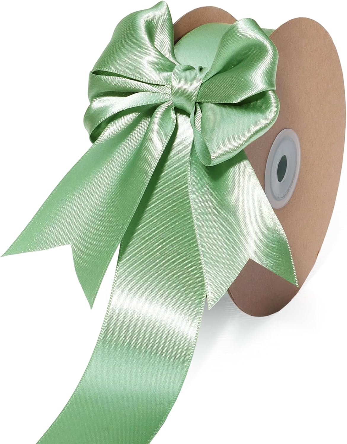 LaRibbons Sage Green Ribbon 1 1/2 Inch 25 Yards Luxury Double Faced Green Silk Ribbon for Flower Bouquet Crafts Gift Wrapping Wedding Party Decoration
