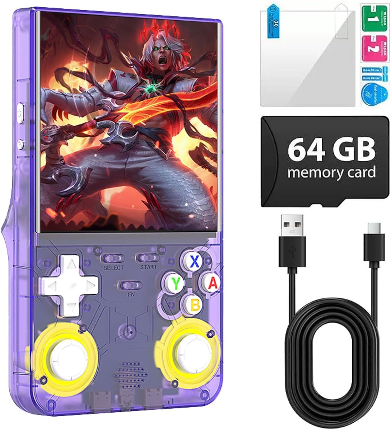 2025 New Upgrade R36ULTRA Retro Handheld Game Console with 64G Built-in 21000+ Classic Games,Portable Hand Held Open Source Linux System 4.0-in 4k HD IPS Screen Video Player (Purple)