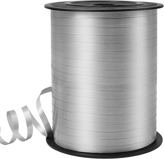 Silver Curling Ribbon - 500 Yard Curly Gift Ribbon for Wrapping, Balloons & Floral Arrangements