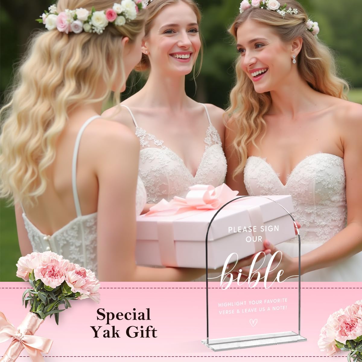 Wedding Decor，Bible Guestbook Sign,5 x 7 Inch Arch Acrylic Sign, Wedding Sign for Ceremony and Reception, Wedding Decorative Signage For Table Decor (White)