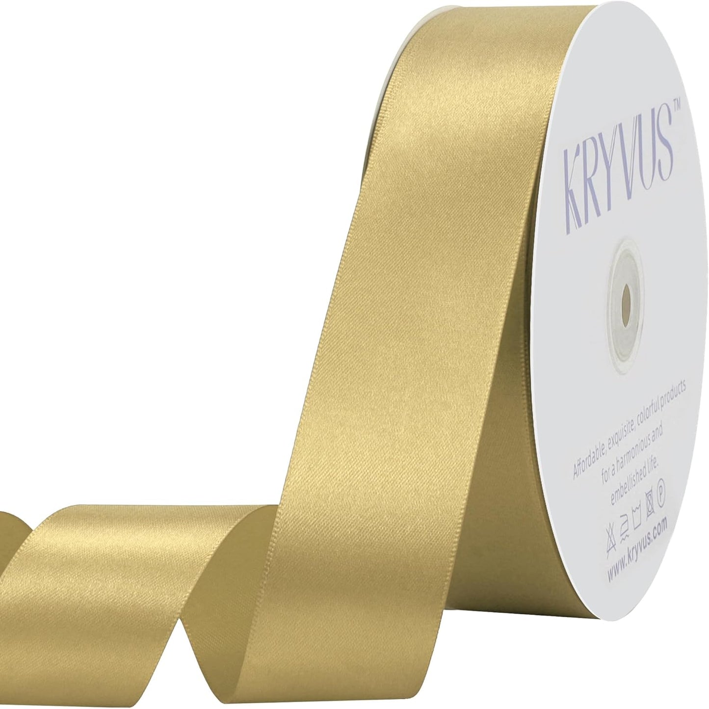 Light Gold Satin Ribbon 1-1/2 inch X Continuous 100 Yards, Single Face Polyester Ribbon Perfect for Gift Wrapping, Flower Bouquet, Wedding Decor, Crafts, Bow Making, Sewing and More