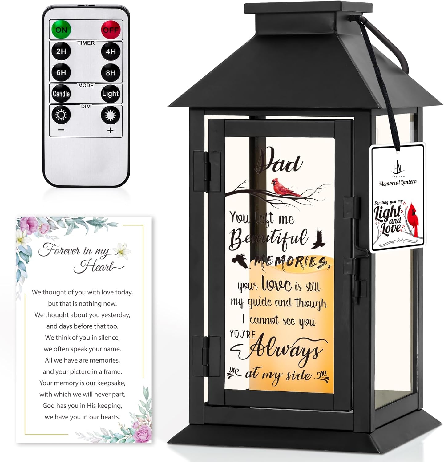 Memorial Lantern Bereavement Gifts in Memory of Loved One Memorial Gifts for Loss of Father Remembrance Sympathy Gifts for Loss of Loved One with LED Candle and Remote