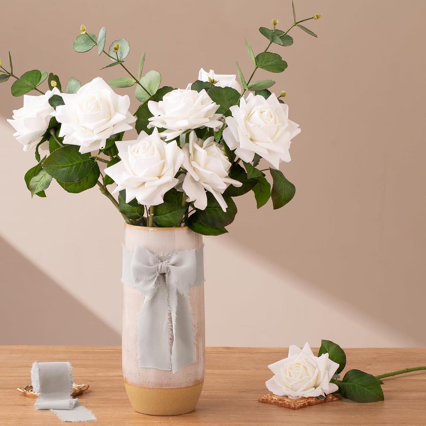 DORIS HOME Light Grey Chiffon Ribbon for Flower Bouquet, 2" x21Yd Fabric Ribbon for Gift Wrapping, Handmade Frayed Ribbon for Wedding, Chiffon Silk Ribbon for Christmas Decorations