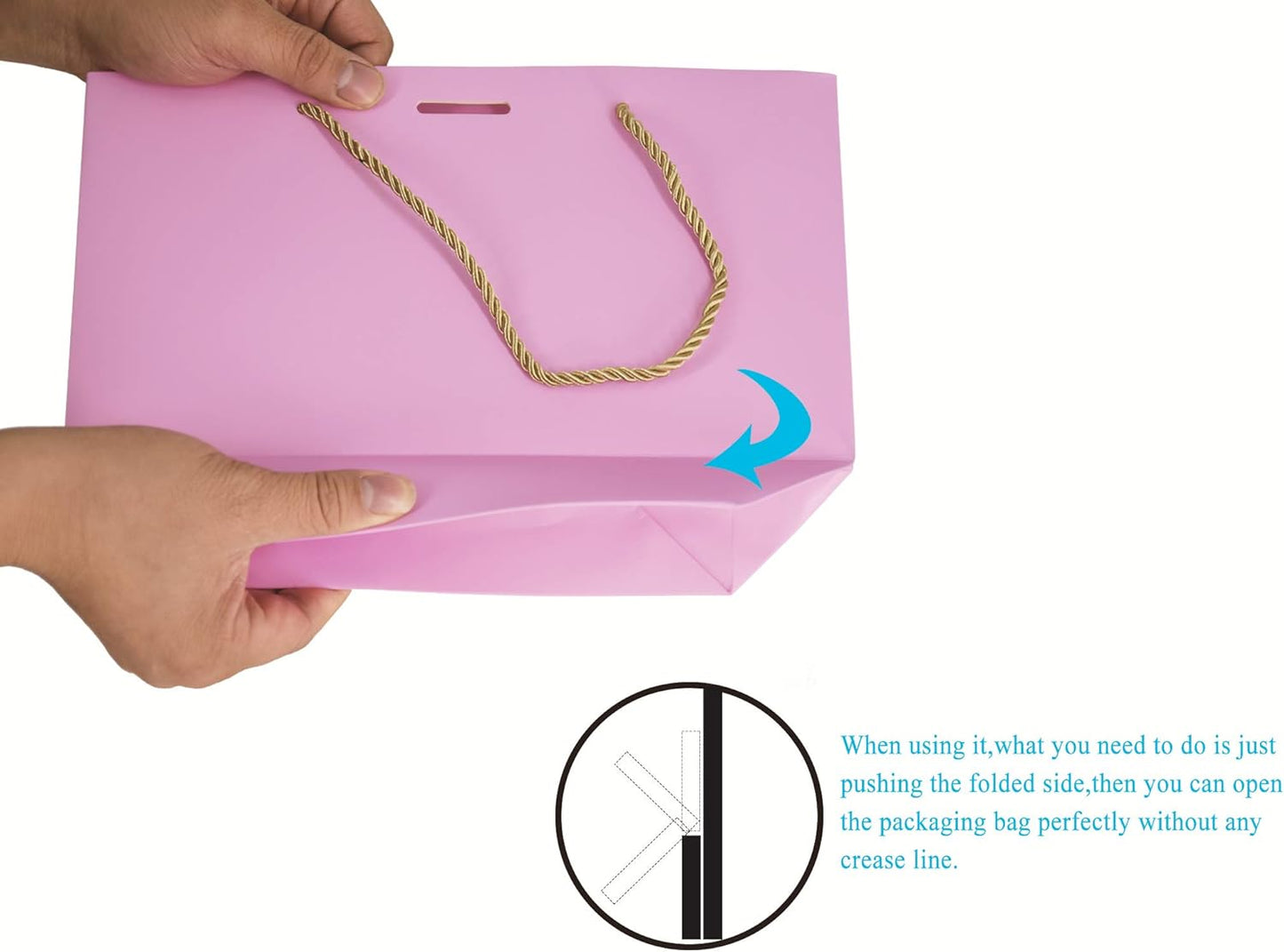 HUAPRINT Gift Bags with Handles,7.48×3.54×7.9 inches,Party Favor Bags with Bow Ribbon,12Pcs Pink Paper Bags for Birthday Wedding Bridesmaid Holiday Valentine's Day