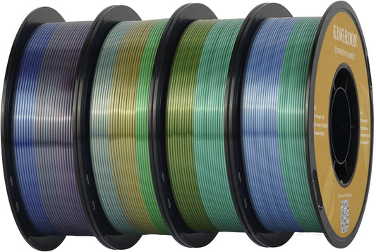 Kingroon 4KG Silk PLA Filament Bundle Rainbow PLA 1.75MM 3D Printing Filament Color Changing Filament Dimensional Accuracy ±0.02mm,Fit Most 3D Printer