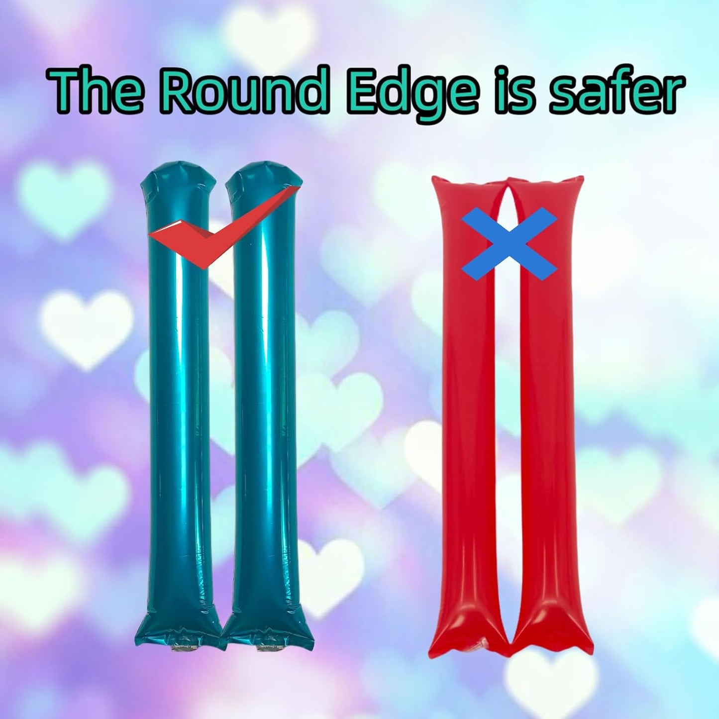 48pcs Round Head Boom Sticks Thunder Sticks Cheering Sticks Team Spirit Plastic Cheerleading Spirit Stick Clapper Inflatable Noise Maker Sports Supply (Metallic Blue)