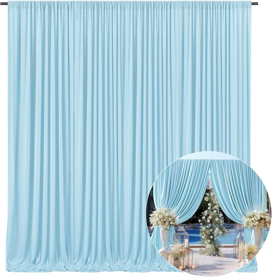 10 x 7 Feet Light Blue Backdrop Curtain for Partie, Background Curtains for Photoshoot, Birthday, Wedding, Halloween, Thanksgiving, Christmas Day, New Year Party Decorations 5Ft x 7Ft, 2 Panels