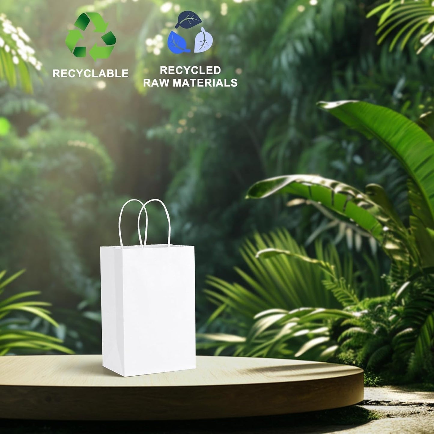 METRONIC Kraft Paper Gift Bags with Handles 5.25x3.75x8 Inch 600 Pcs | Christmas, Birthday Party Favors, Retail Shopping, Small Business Bulk | White Gift Wrap Bag