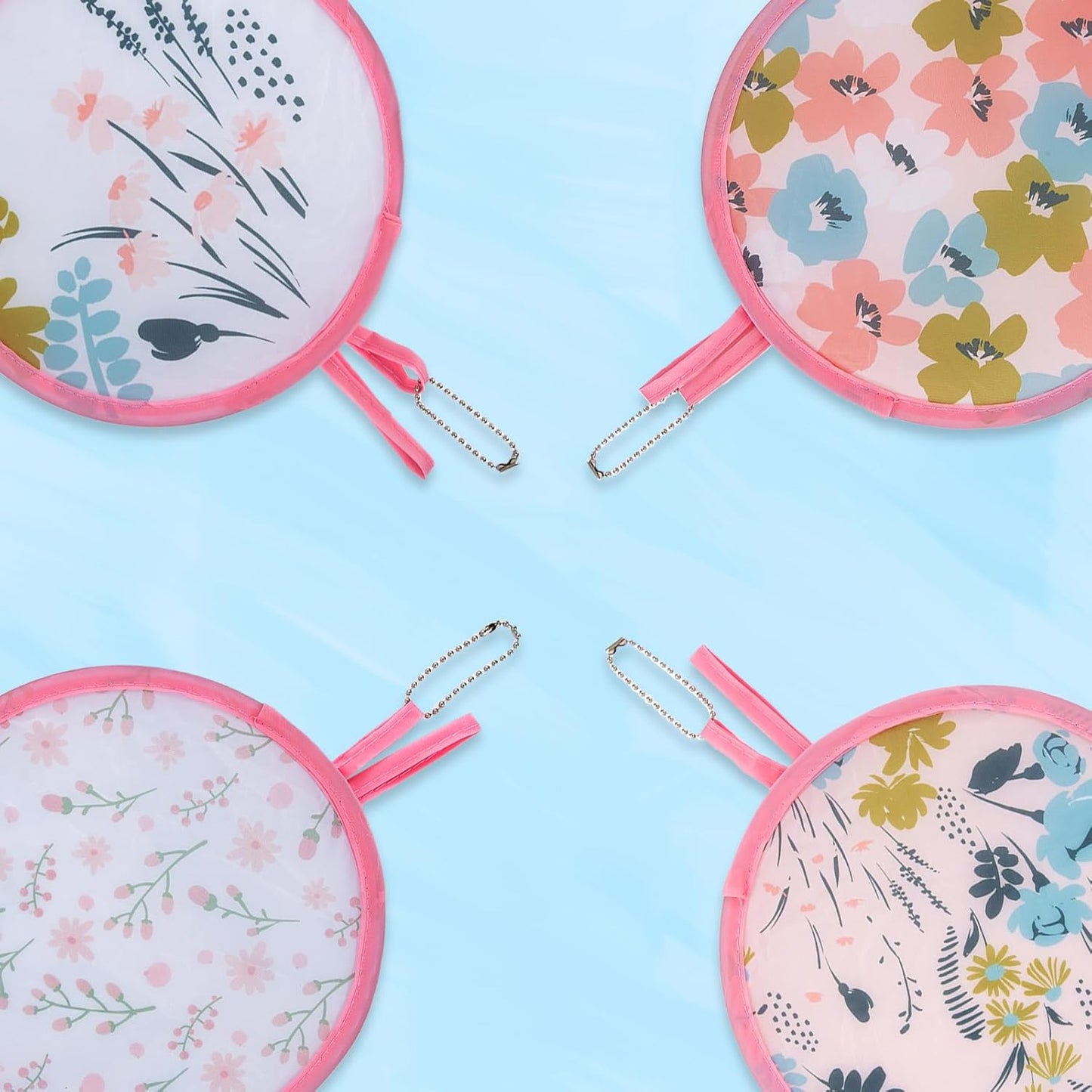 4 Styles Flower Round Foldable Hand Fan Japanese Foldable Fan Style Handheld Foldable Compact Cooling Fans,Round Folding Fan for Outdoor Games,Xmas Decoration,Festival,Party Favors,Travel,Events