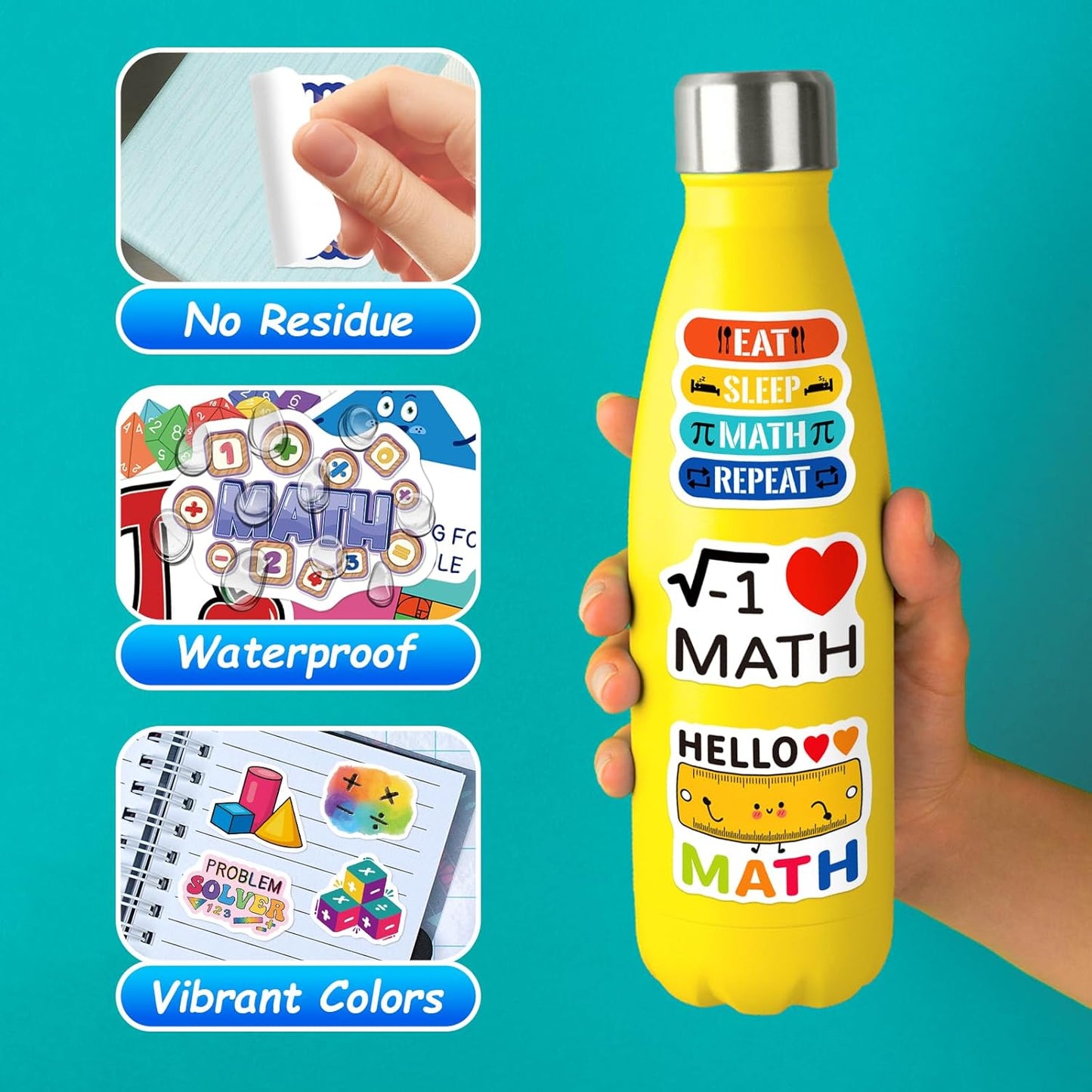 200 PCS Math Stickers for Kids Teens Students, Math Vinyl Stickers for Water Bottle Notebook Journal Laptop Classroom Decor Math Party Favors Teacher Must Haves