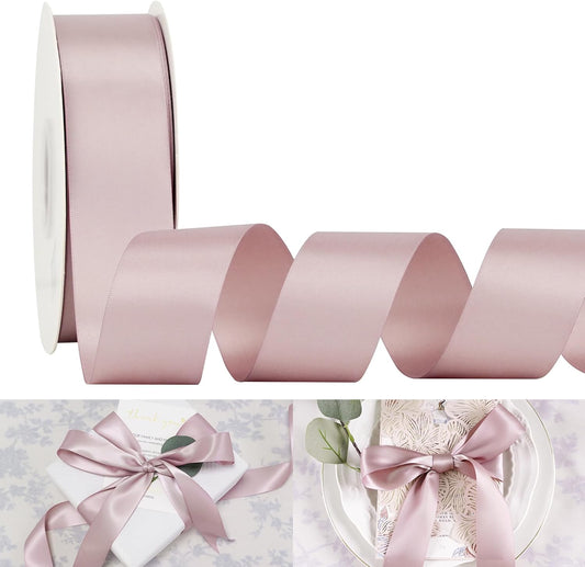 HUIHUANG Dusty Rose Ribbon 1.5 inch Double Face Satin Ribbon Silk Like Ribbons 50 Yards Roll for Gift Wrapping Bows Making Floral Bouquet Wedding Invitations Decor Party Favor Craft Supplies